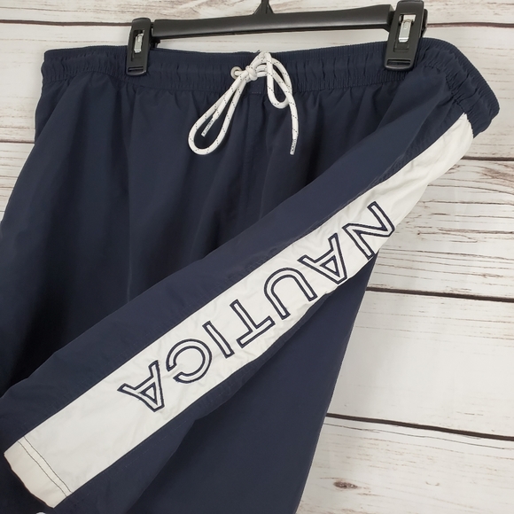 Nautica | Vintage Navy Spellout Side Swim Trunks - Picture 6 of 6
